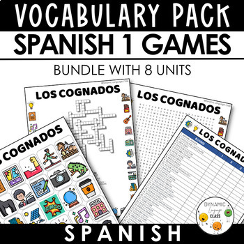 Preview of SPANISH 1 GAMES - Vocabulary Game Pack - Word Search, Crossword & Bingo