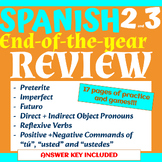 SPANISH 2 and 3- End-of-the-Year REVIEW!!!! 17 PAGES w/Answers!