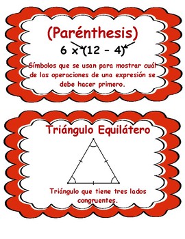 SPANISH 5th Grade Extended Math Word Wall