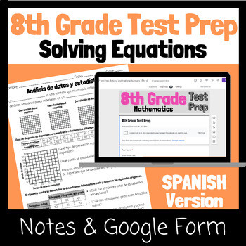 Preview of SPANISH 8th Grade Math Test Prep/ Review/ ACAP - Data Analysis & Statistics