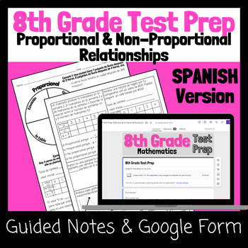 Preview of SPANISH 8th Grade Math Test Prep/Review/ACAP- Proportional and Non-proportional