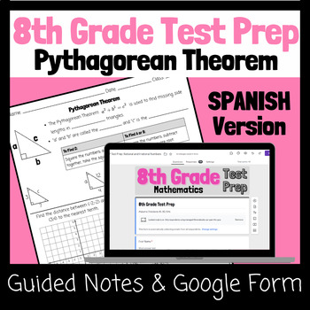 Preview of SPANISH 8th Grade Math Test Prep/ Review/ ACAP - Pythagorean Theorem