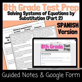 Preview of SPANISH 8th Grade Math Test Prep/Review/ACAP- Systems of Eq. Substitution Part 2