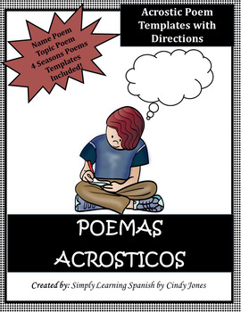 Preview of DISTANCE LEARNING SPANISH "ACROSTIC POEM" ACTIVITIES