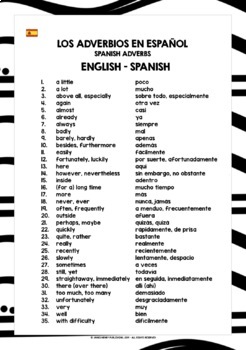 Spanish Adverbs List Freebie By Lively Learning Classroom 