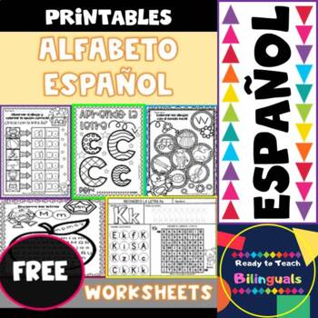 Preview of SPANISH ALPHABET - Worksheets - FREE SAMPLES  (Alfabeto Español) - #0