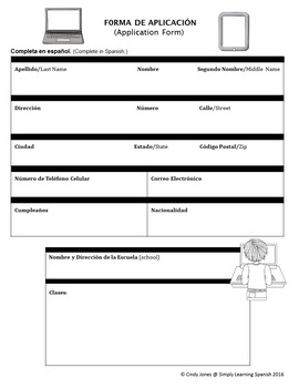 spanish application form by simply learning spanish by cindy jones