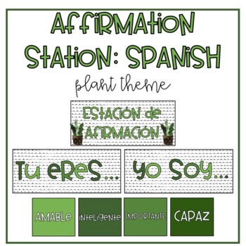 Preview of SPANISH Affirmation Station | PLANT THEME