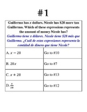 SPANISH Algebraic Expressions Problem Trail