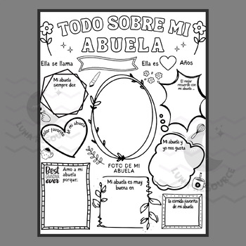 Preview of SPANISH All About my Grandma POSTER Family Book Questionnaire Activities primary