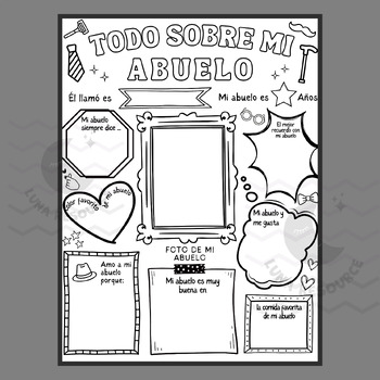 Preview of SPANISH All About my Grandpa POSTER Family Book Questionnaire Activities primary