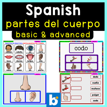 Preview of Spanish body parts - Spanish Boom Cards Partes del Cuerpo