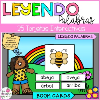 Preview of Leyendo Palabras en Boom Cards | Reading Words in Spanish | Lectura Inicial