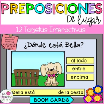Preview of Spanish Boom Cards | Preposiciones de Lugar