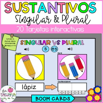 Preview of Sustantivos: Singular y Plural in Spanish |  Boom Cards | Tarjetas Interactivas