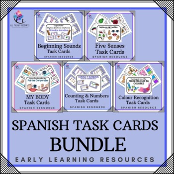Preview of SPANISH BUNDLE - Task Cards - Early Learning Kindergarten Preschool