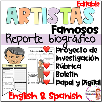 Preview of SPANISH Biography report templates about famous artists / Bulletin Board