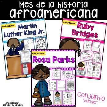 Preview of SPANISH Black History Month, Martin Luther King Jr., Ruby Bridges, Rosa Parks
