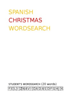 Preview of SPANISH CHRISTMAS WORDSEARCH