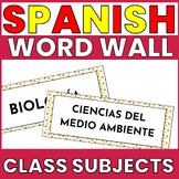 SPANISH CLASS SUBJECTS WORD WALL - BACK TO SCHOOL VOCABULA