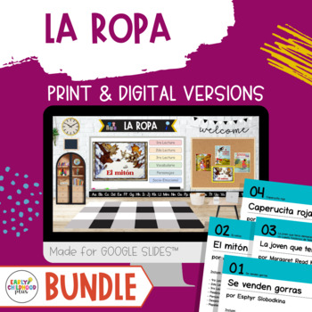 Preview of Clothes Study Book Discussion Card Bundle SPANISH for The Creative Curriculum