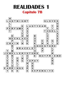 Spanish Crossword Realidades 1 Capitulo 7b By Resources4mfl Tpt