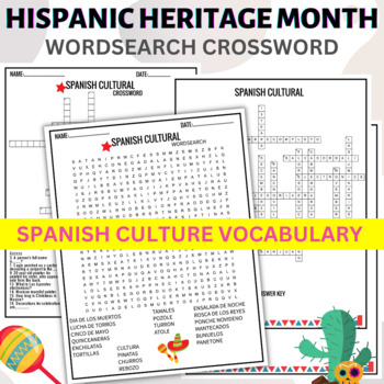 Preview of SPANISH CULTURE Hispanic Heritage Month Activities Vocabulary Quiz