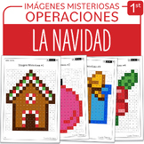 SPANISH Christmas Mystery Pictures Grade 1 La Navidad Suma
