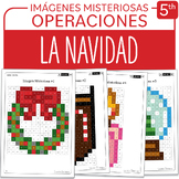 SPANISH Christmas Mystery Pictures Grade 5 Navidad Multipl
