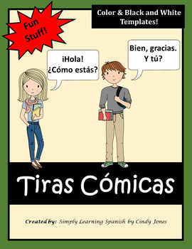 Preview of DISTANCE LEARNING SPANISH "Comic Strips" *Color & Black and White Templates