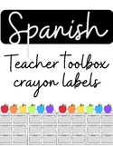 SPANISH- Crayon teacher toolbox labels