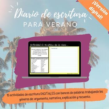 Preview of SPANISH DIGITAL SUMMER JOURNAL - ¡Diario de escritura del verano digital!