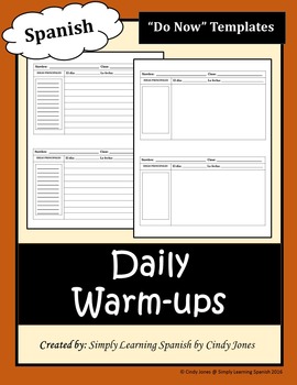 Preview of SPANISH "Daily Warm-up" TEMPLATES