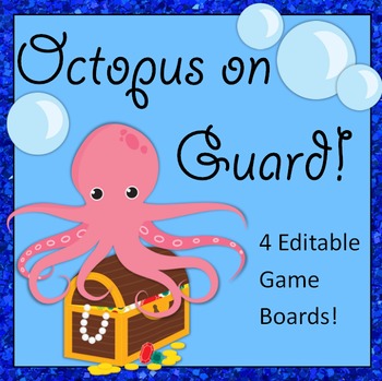 Preview of SPANISH EDITABLE REVIEW GAME Octopus on Guard totally EDITABLE SET