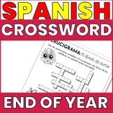 SPANISH END OF YEAR GRADUATION VOCABULARY CROSSWORD PUZZLE