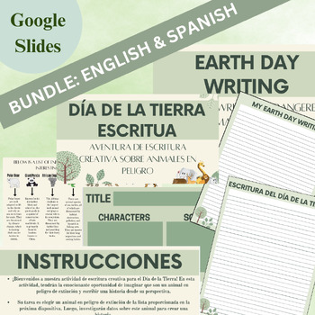 Preview of SPANISH & ENGLISH: Earth Day Creative Writing Activity No prep