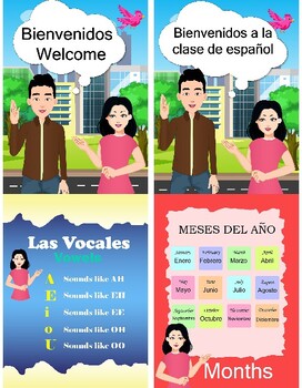 Preview of SPANISH & ENGLISH FLASHCARDS, Teachers' decorations, printable, homeschool