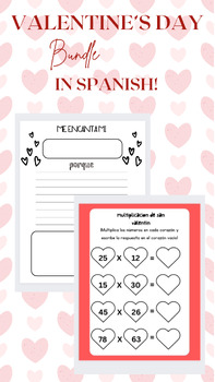 Preview of SPANISH/ESL Valentines Worksheet Bundle!