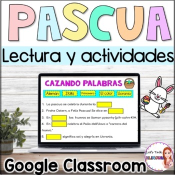 Preview of SPANISH Easter reading and activities - lectura de pascua  - matematicas