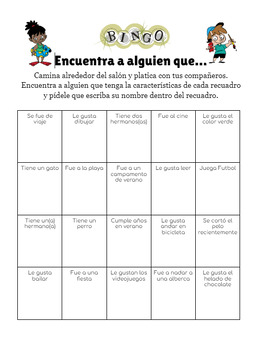 El bingo de mis compañeros» + plantilla