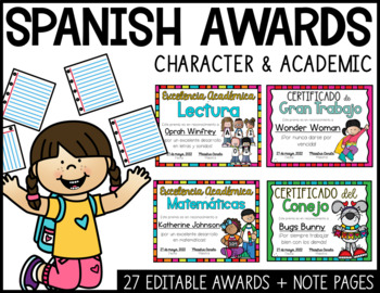 Preview of SPANISH End of Year Awards | Editable