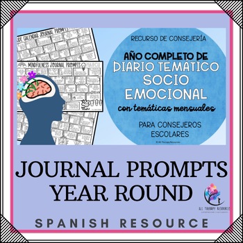 Preview of SPANISH FREEBIE Journal Prompts Calendar - National School Counseling Week NSCW