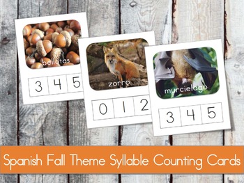 Preview of SPANISH Fall Theme Syllable Counting Cards