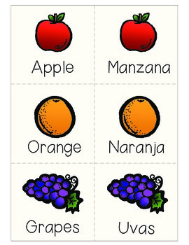 Preview of SPANISH Fruit and Vegetables Flashcards / Memory Game
