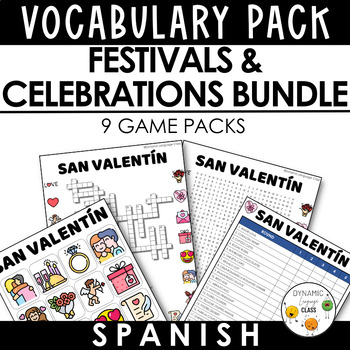 Preview of SPANISH GAMES Festivals & Celebrations Pack - Word Search, Crossword, Bingo