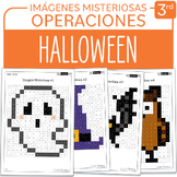 SPANISH Halloween Math Mystery Pictures Grade 3 Multiplica