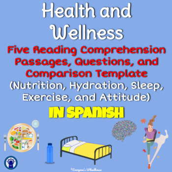 Preview of SPANISH Health and Wellness Reading Comprehension Passages with Questions & More