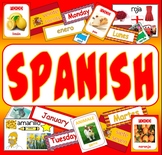 SPANISH LANGUAGE - display posters flashcards colours food