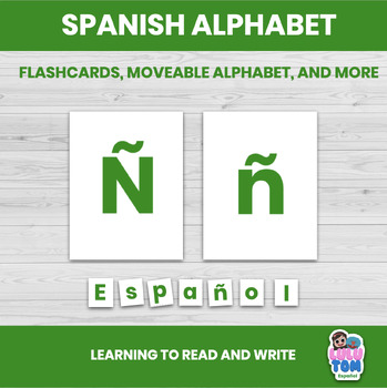 Preview of SPANISH ALPHABET LETTERS, FLASHCARDS, MOVEABLE ALPHABET AND MORE