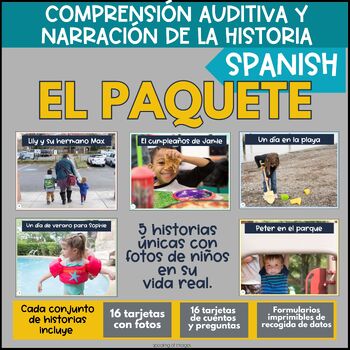 Preview of SPANISH Listening and Reading Comprehension BUNDLE | short stories with photos